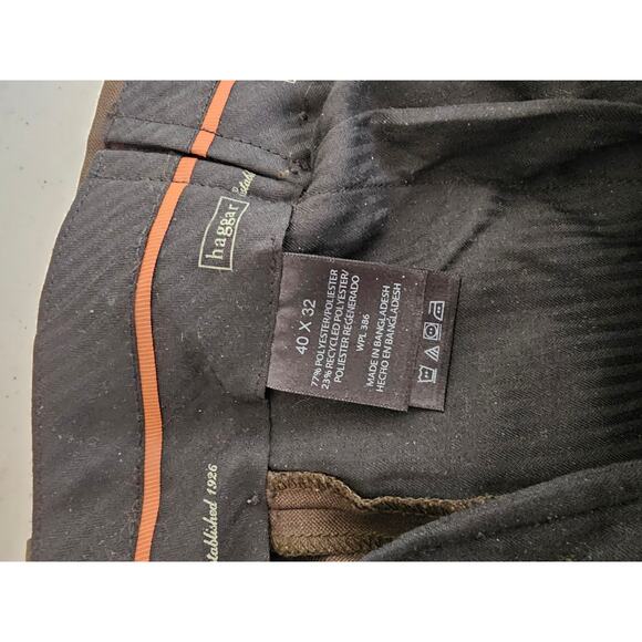 Haggar Men's Brown High Rise Belt Loop Wide Leg Casual Polyester Pant Size 40X32 - Picture 5 of 5